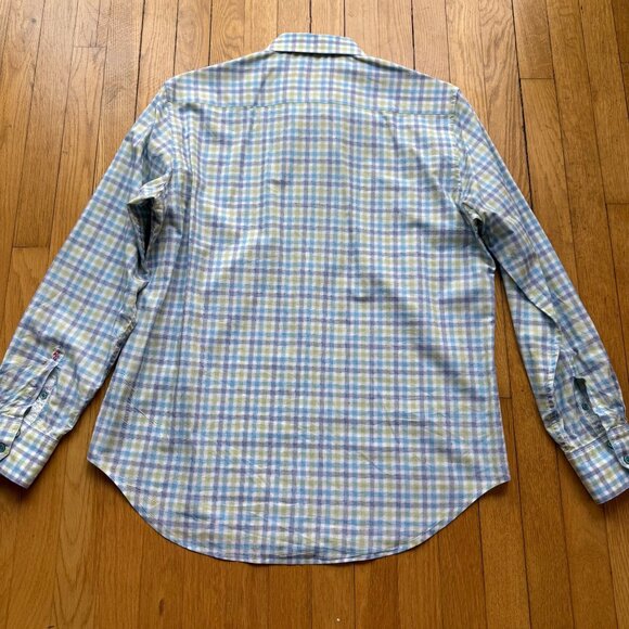Robert Graham Size M Blue & Green Check Classic Fit Long Sleeve Button-Up Shirt - Picture 13 of 16
